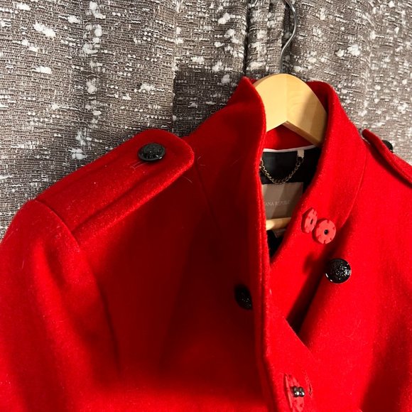 Banana Republic Red Jacket‎ W/ Branded Metal Buttons and Chain Hanger - Picture 4 of 8